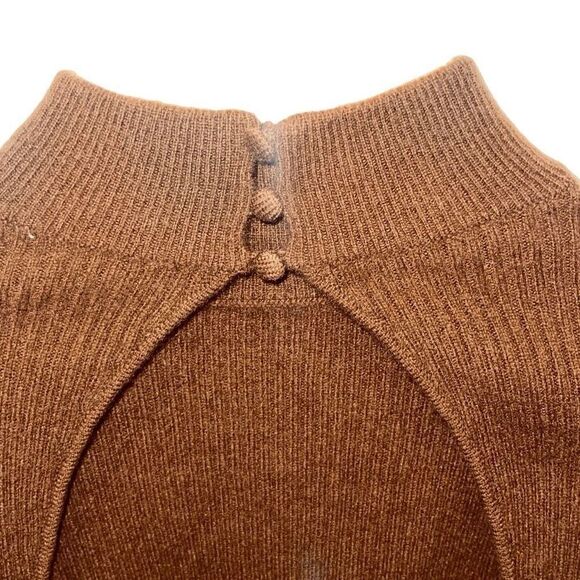 Reformation Brown Ribbed Cashmere "Osteria" Open Back Crop Sweater Sz XS - Picture 5 of 8